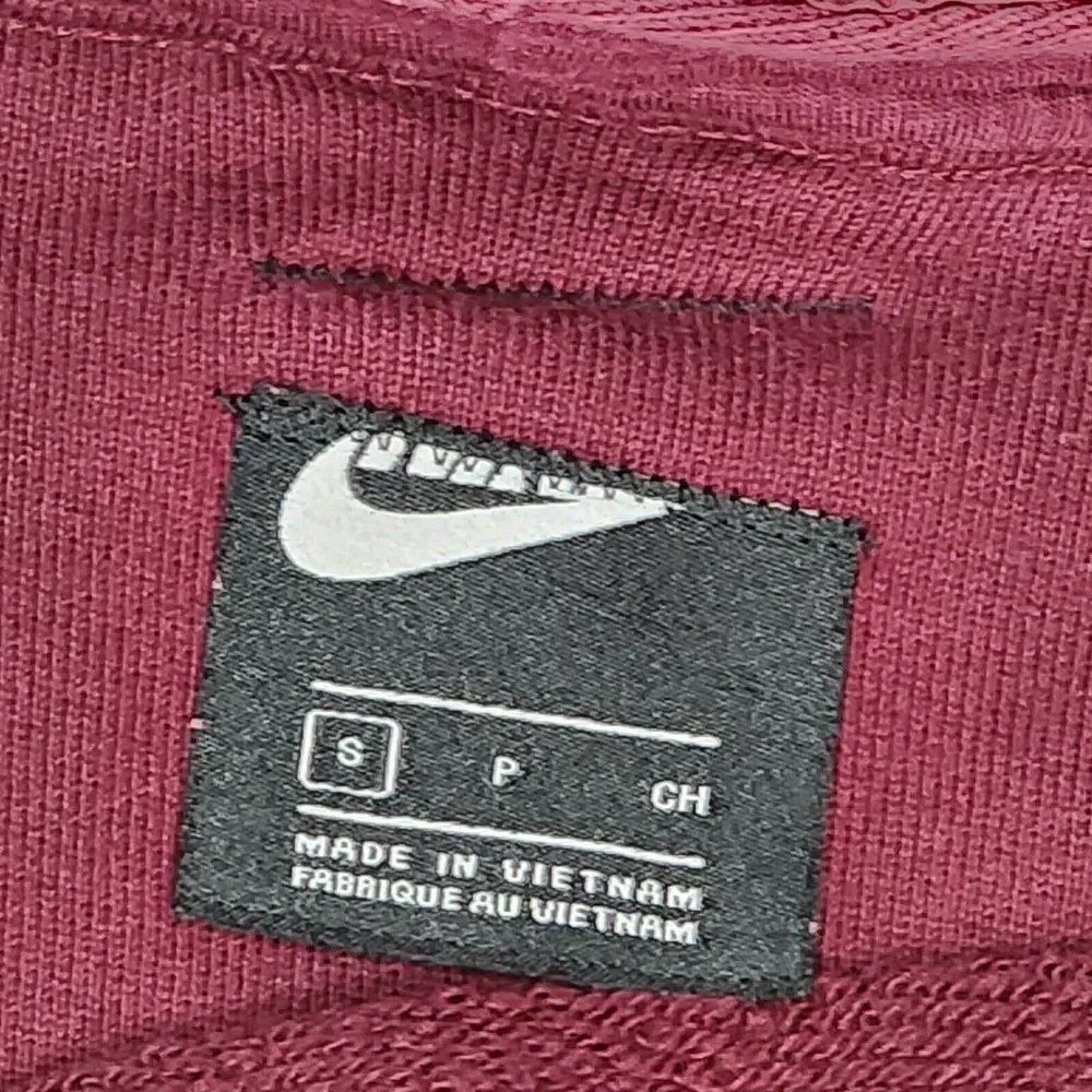 Nike Sportswear Block Futura Hoodie Mens Small Burgundy Raised Logo Reverse Back